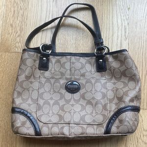 Coach Signature Khaki and Brown Large purse